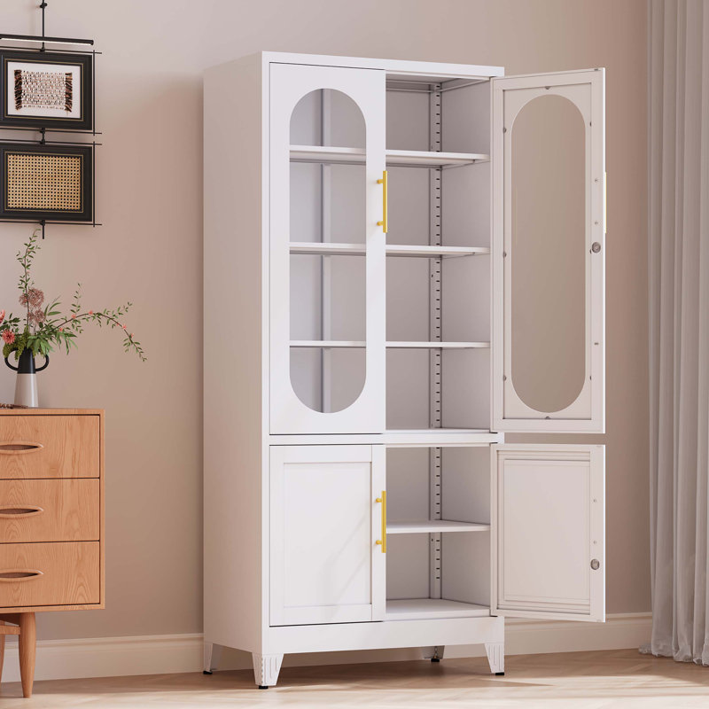 Metal Decorative Office Filing Storage Cabinet with Lock and Adjustable Shelves, Perfect for Organized and Stylish Workspaces