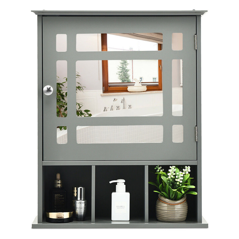 Armoire à pharmacie 1 porte avec 3 tablettes réglables Plewak, Gris