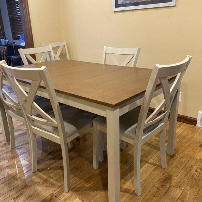 Deral 6 - Person Country Rectangular Solid Wood Dining Set - Brown/White