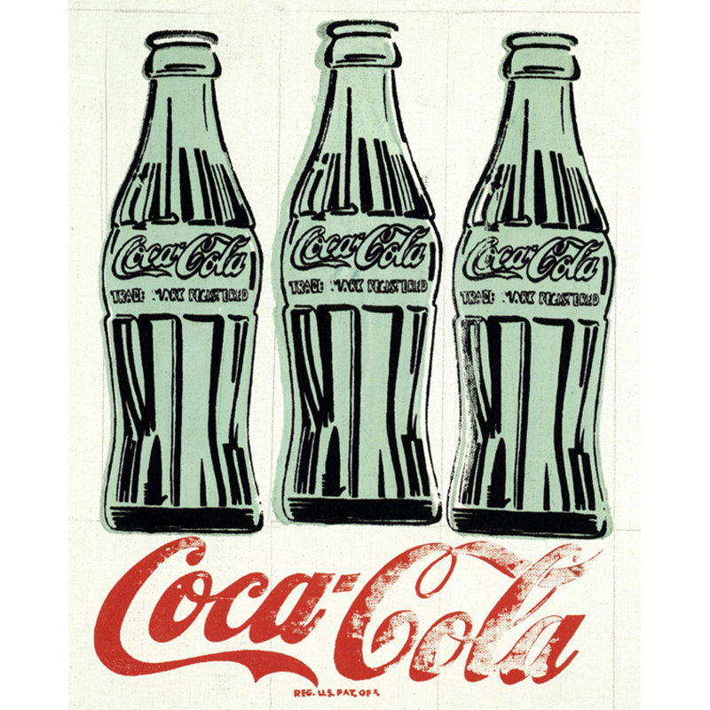Trois bouteilles de coca, H 35 po x l 28 po