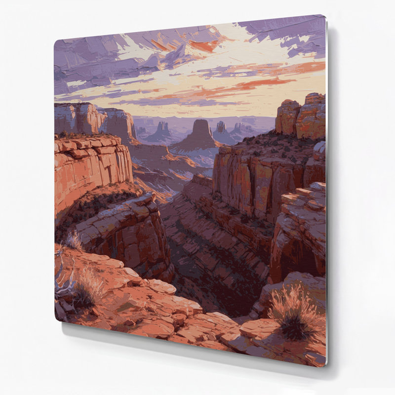 Art mural brun en métal du sud-ouest des paysages rocheux 127, H 12 po x l 12 po