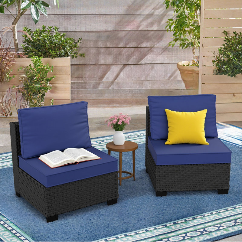  𝗣𝗿𝗲- 𝗮𝘀𝘀𝗲𝗺𝗯𝗹𝗲𝗱 𝗖𝗵𝗮𝗶𝗿𝘀, 2-Person Patio Furniture Set Rattan Modular Conversation Sets Outdoor Seating Sofa Group With Thick Cushions