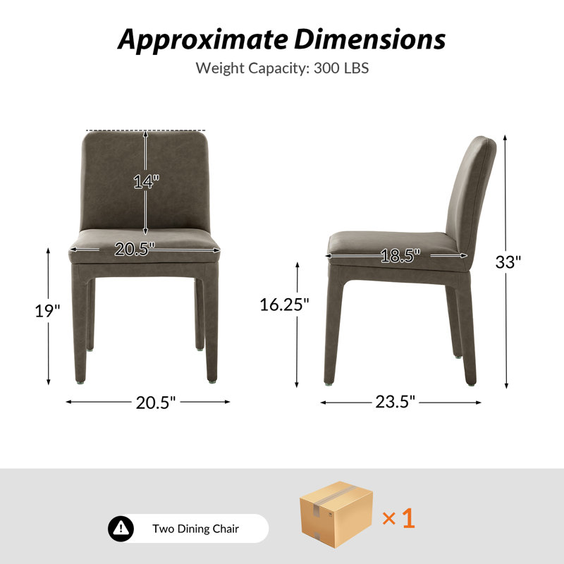 Eudora 33"H Modern Faux Leather Dining Chair(Set of 2), Taupe