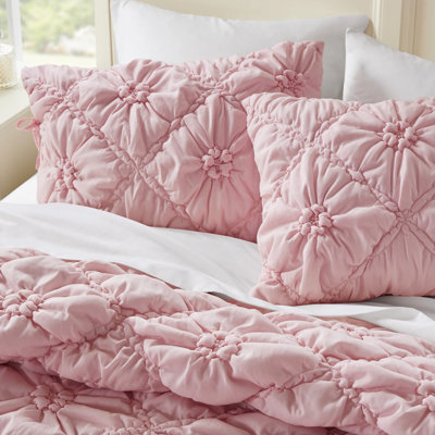 3 pièces d'édredon très grand, motif floral avec froncement élastique et cravate, douceur en nuage de microfibre brossée, chaleur toutes saisons, pour courtepointe confortable, broderie décontractée, légère