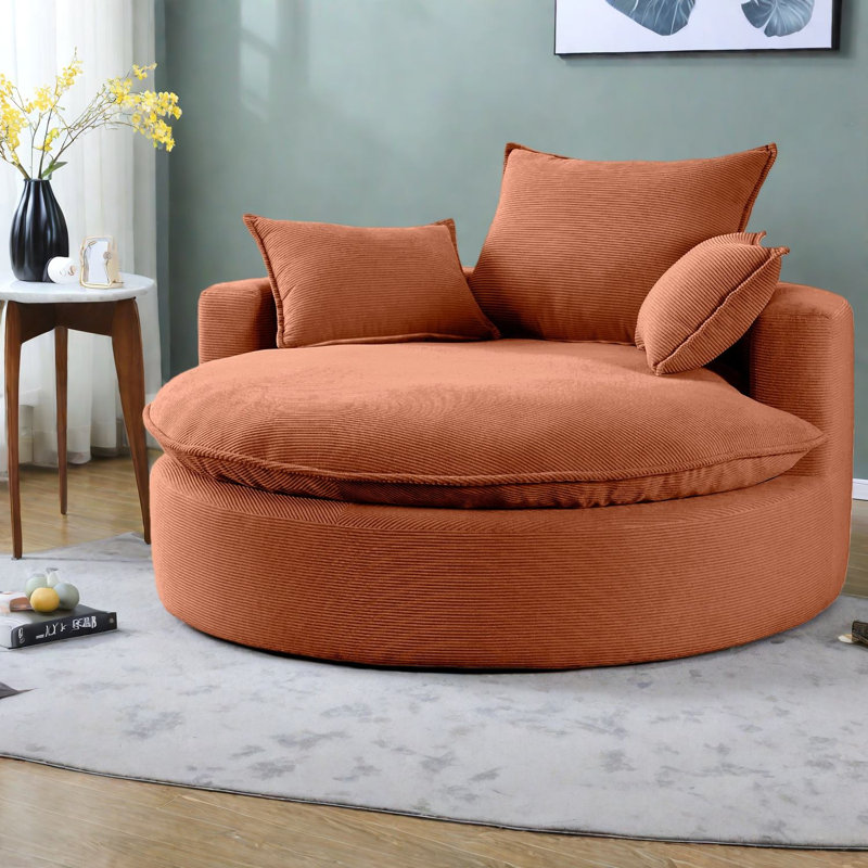 Fauteuil d'appoint confortable en velours côtelé avec pivot 360 ° pour le salon
