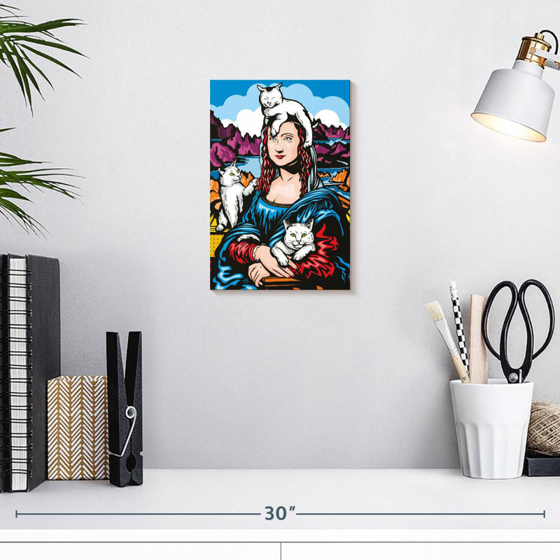 Ketti Mona Lisa avec chats, H 12 po x l 8 po