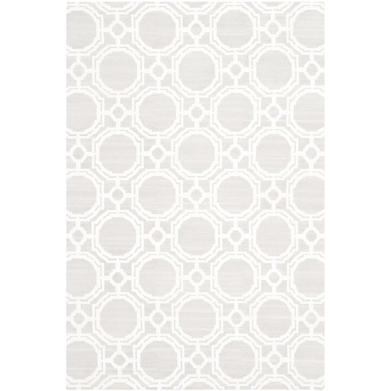 Badillo Geometric Hand Knotted Ivory Area Rug, Rectangle 6' x 9'