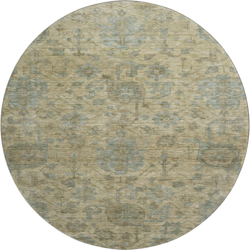 Premium Machine Washable Grafals AMF1105 Damask Rug, Round 8'