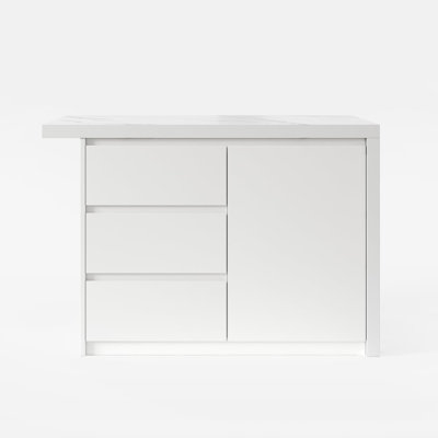 50" Modern Style Laminate Kitchen Islands With Ample Storage Space White by Hokku Designs