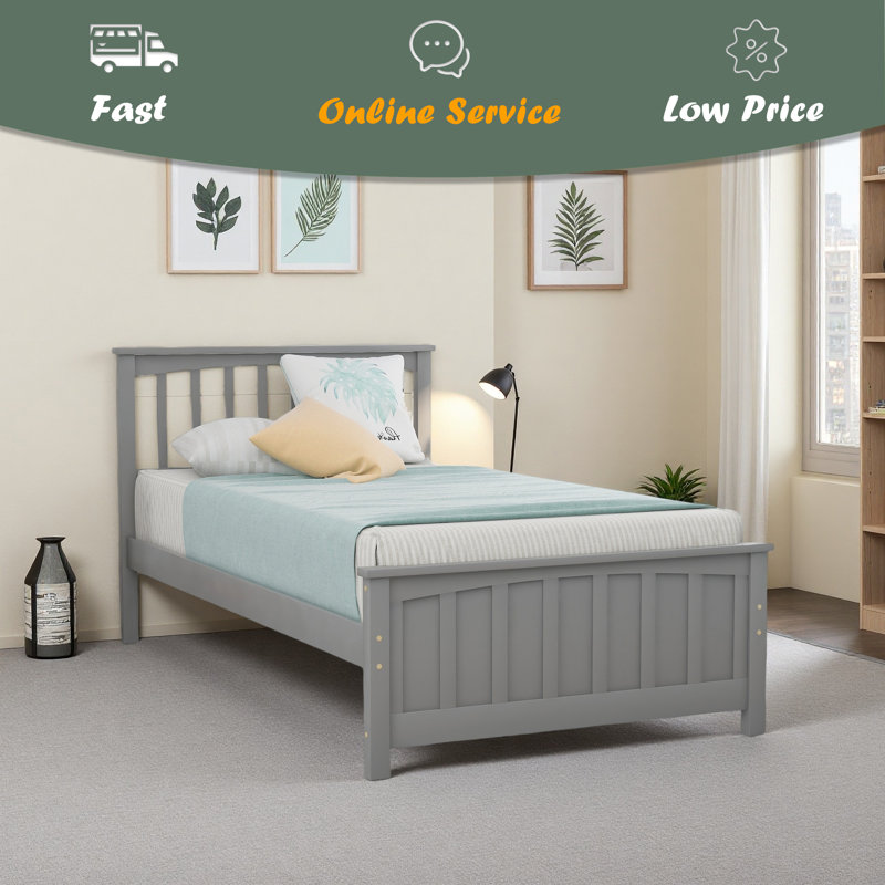 Lit plateforme en bois, Gris