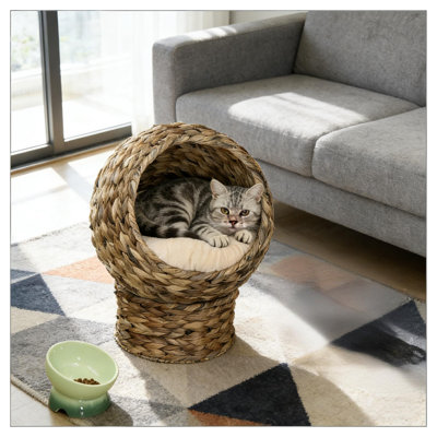 Two-Position Rotating Basket Cat Bed with Elevated Steel Frame