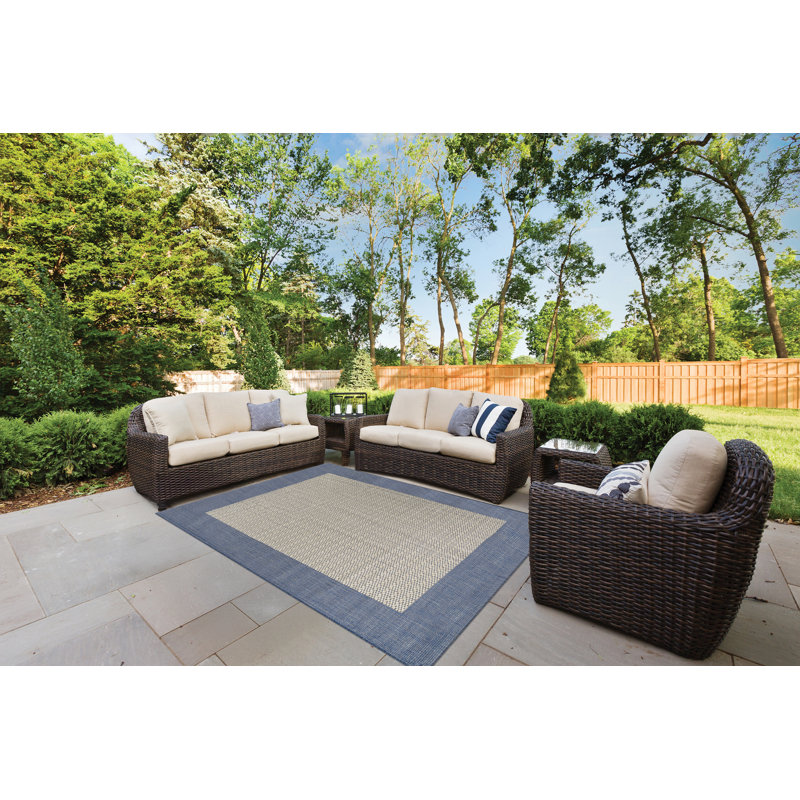 Sania Flatweave Indoor Outdoor Area Rug, Blue, Rectangle 7'6" x 10'9"