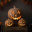 3 Pcs Large Halloween Light Up Pumpkin Fall Home Decorations Plastic Terracotta Pumpkins 5''- 9'' Jack O' Lantern Outdoor Indoor Battery Operated Lighted Pumpkin With Spooky Face