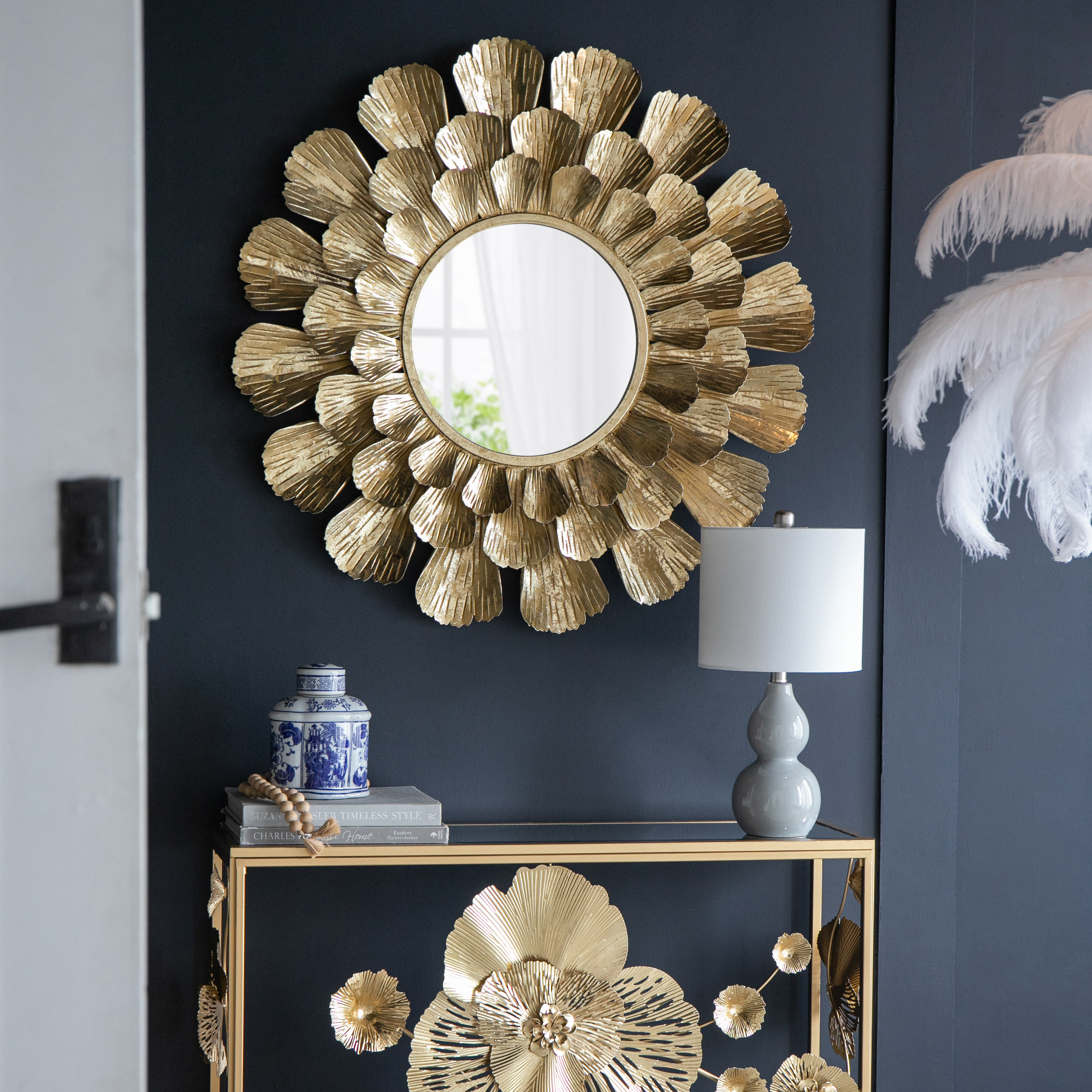 Bungalow Rose Nohe Metal Framed Wall Mounted Accent Mirror in Gold