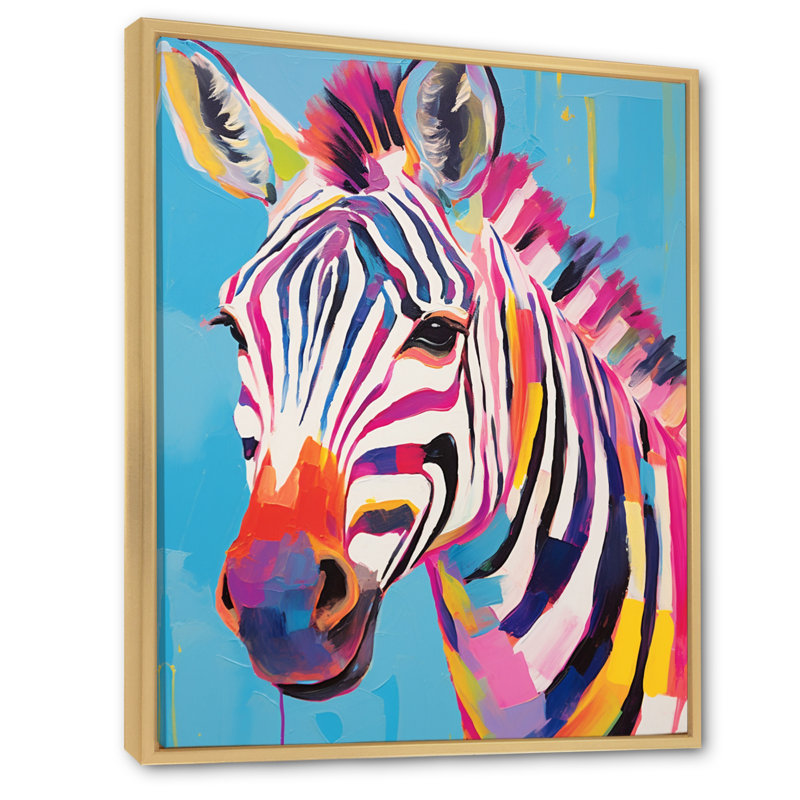 " Colorful Zebra Expressionistic Stripes II ", 40" H x 30" W x 1.5" D, Natural