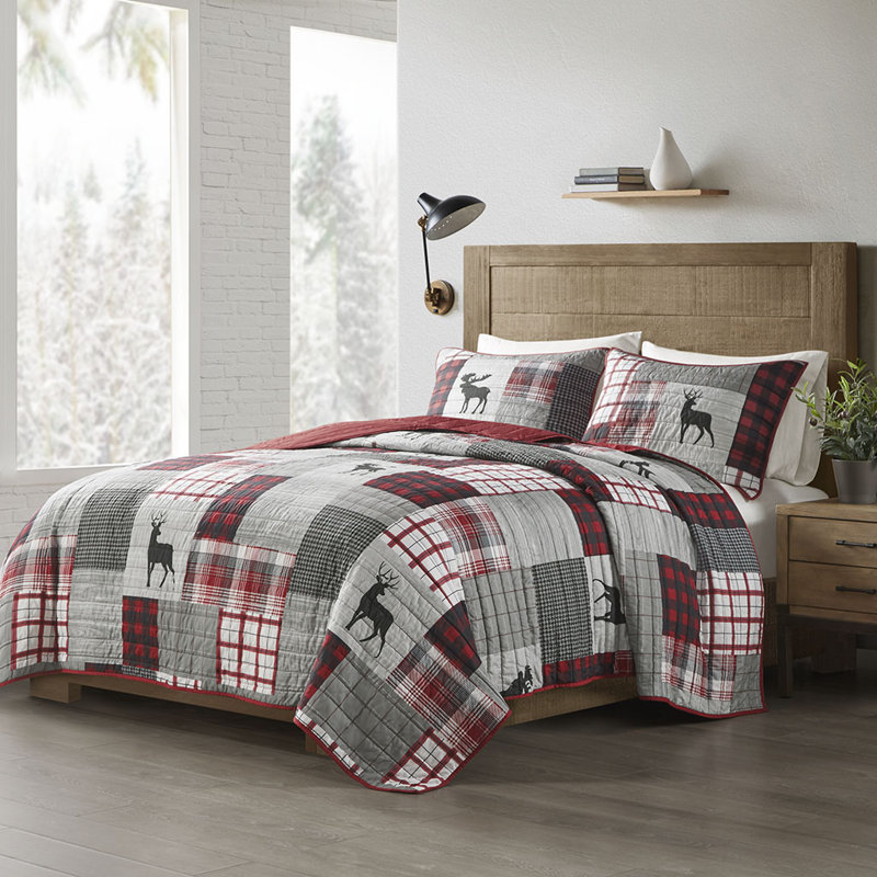 Woolrich Woodshed AZ Brown Quilt Set, Red