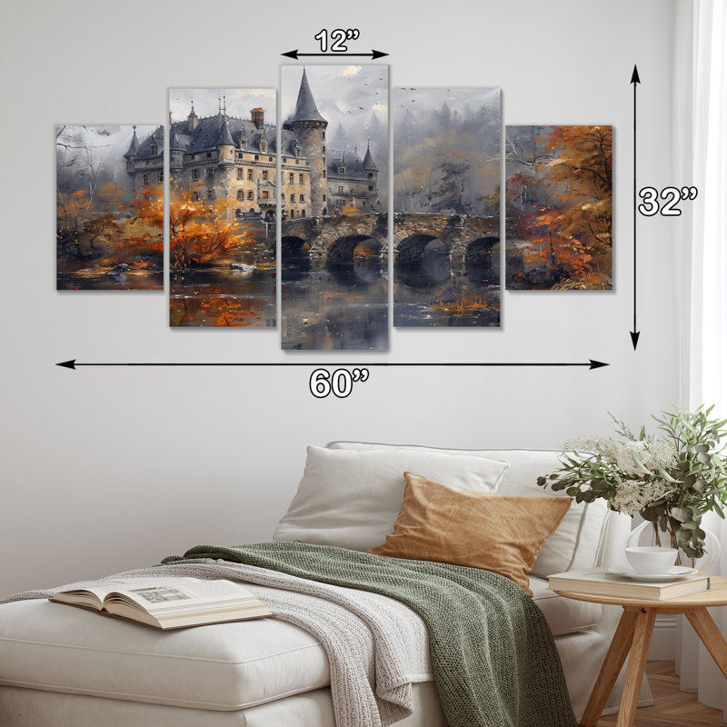 Ensemble de salon art mural beige, automne et château rustique en Europe II - Châteaux