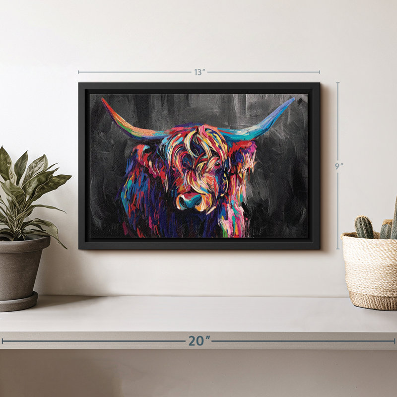 Animal «Art mural en acrylique Highland Cow», H 9 po x l 13 po