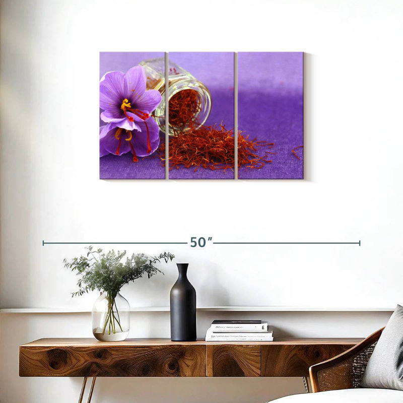 Safran et fleurs, H 20 po x l 33 po