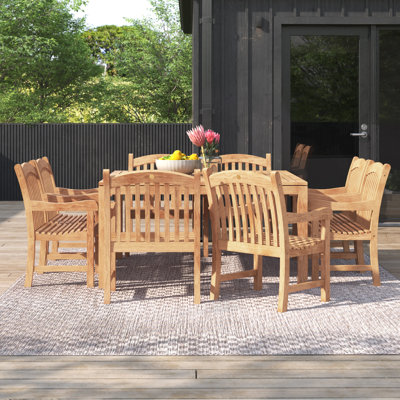 Anautica 8 - Person Teak Wood Patio Dining Set with Square Table