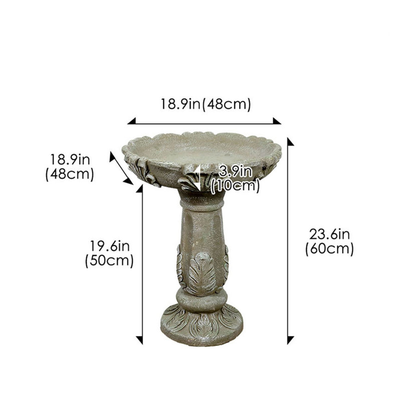 Bain d'oiseaux sur pied en béton, colonne extérieure – Abreuvoir pour oiseaux sur piédestal, pour terrasse, jardin ou intérieur. Décoration et rangement.