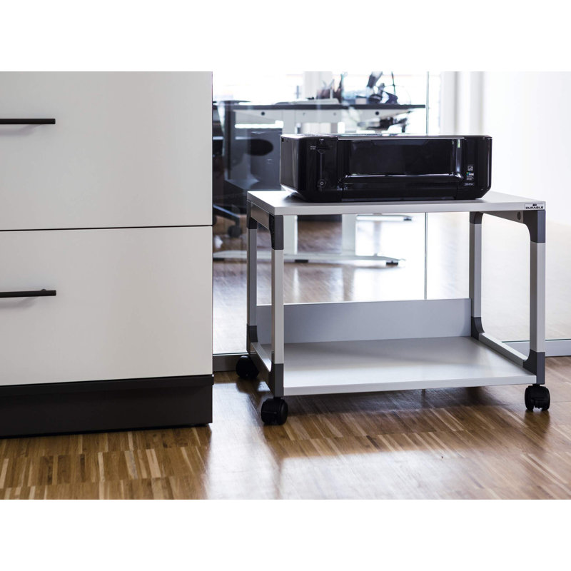 Système de chariot gris durable et multifonctionnel avec 2 surfaces planes et 4 roues, gris