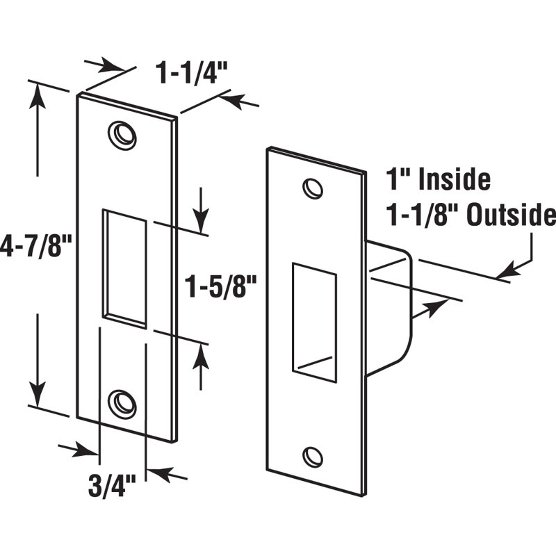 Prime-Line 4-7/8 in. Steel Brass Plated Armored Security Box Strike Plate for Hinged Doors (Single Pack)