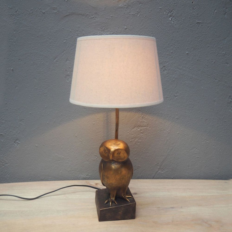 Lampe fantaisie hibou doré classique