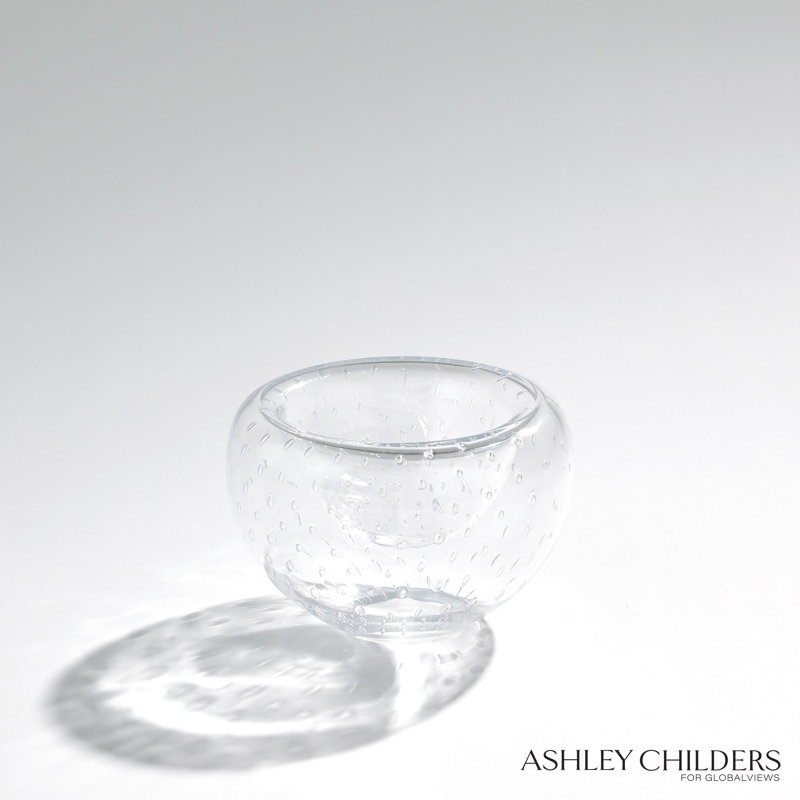 Double Take Bowl-Clear Seeded-Med, 4" H x 6" W x 6" D