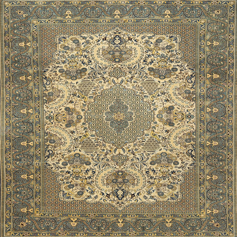 Tapis oriental gris / vert, Rond 3 pi