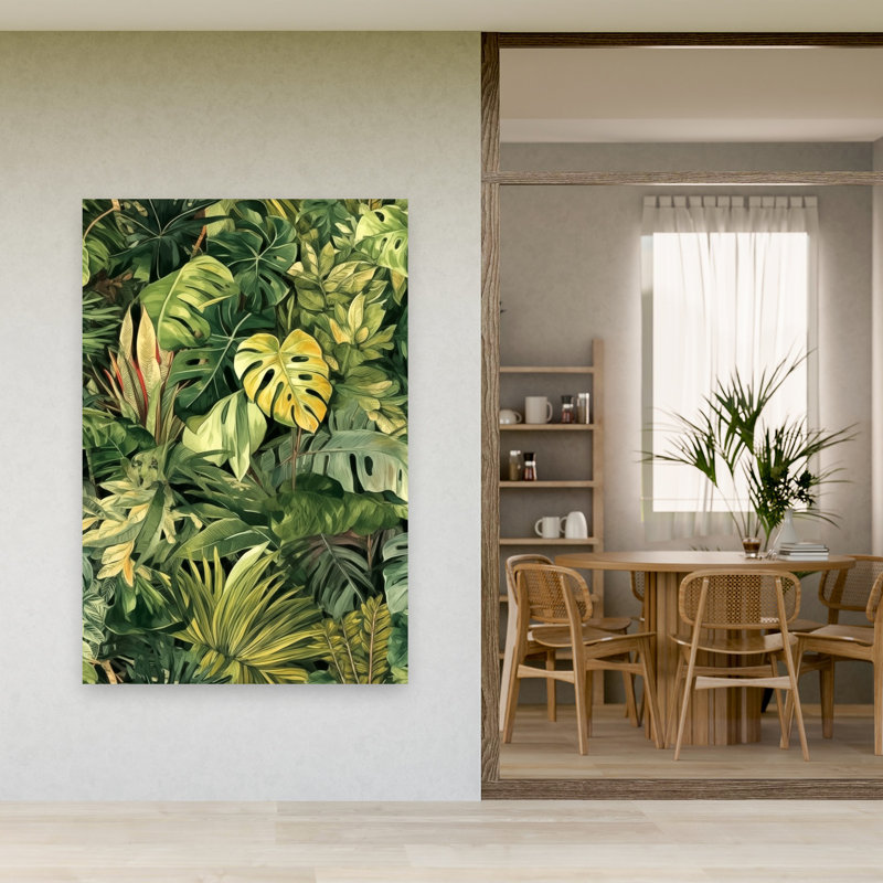 «Lush Tropical Foliage Organic Vibrant Abstract Forest Nature», art mural, 60" H x 40" W