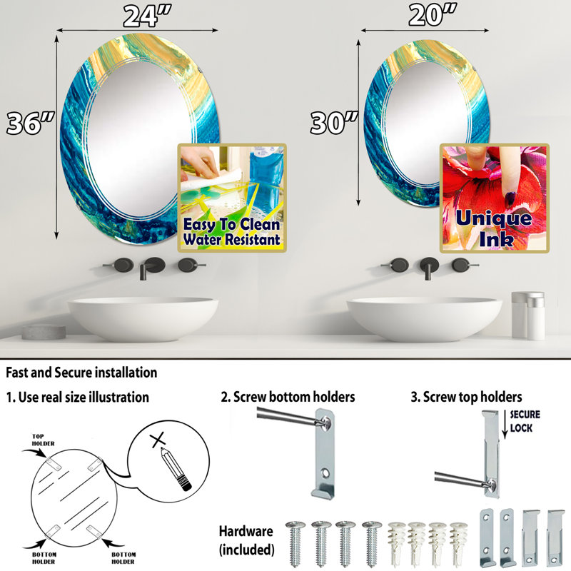 Miroir de salle de bain sans cadre, 36 po x 24 po