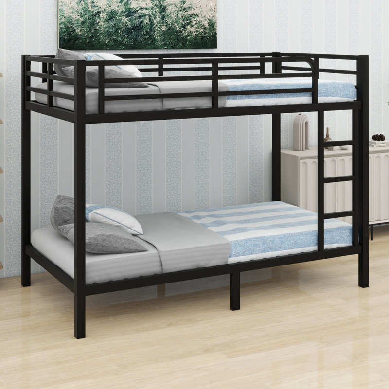 Metal Bunk Bed For Teens And Adults,Space-Saving, Full over Full, Black