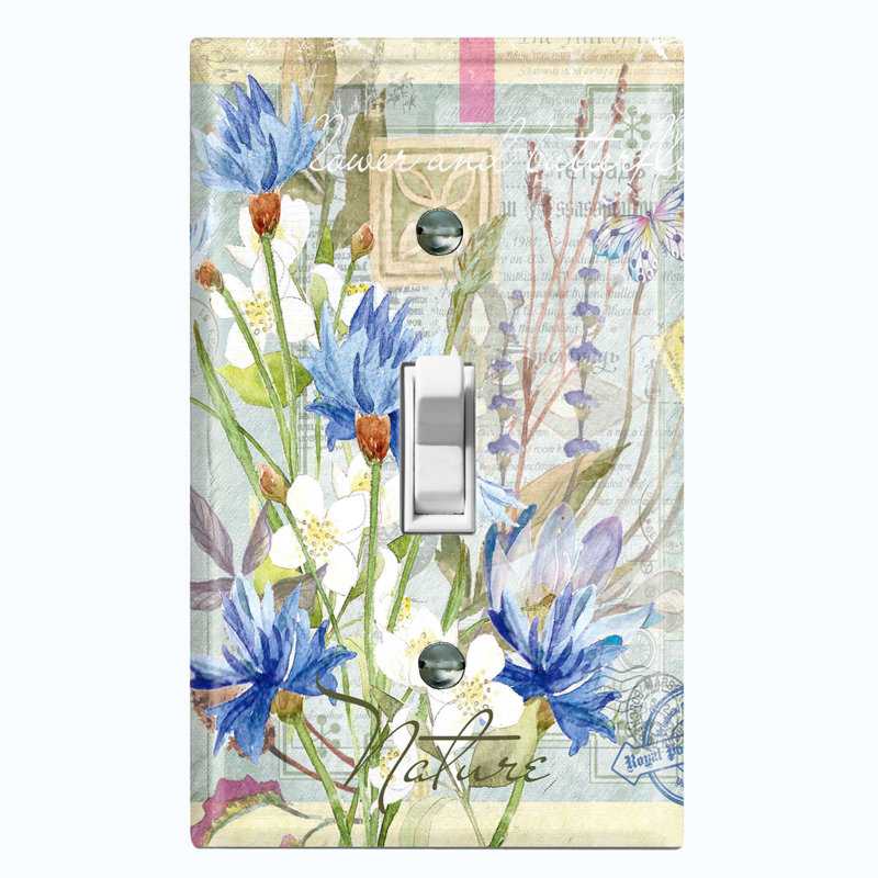Plaque murale avec interrupteur à bascule fleurs et fleurs