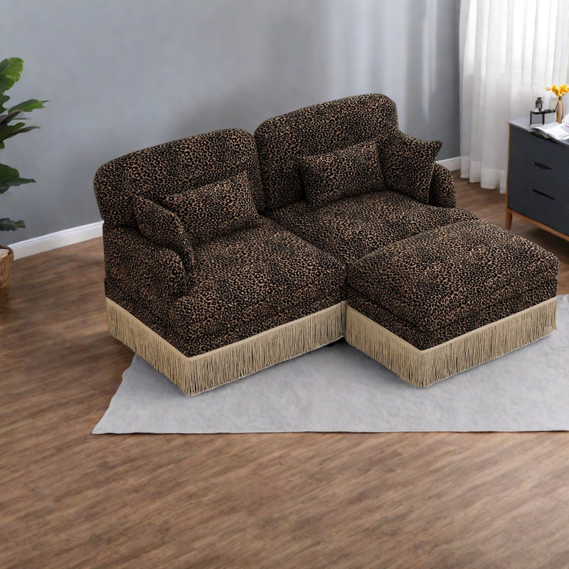 Causeuse léopard moderne avec repose-pieds Chenille