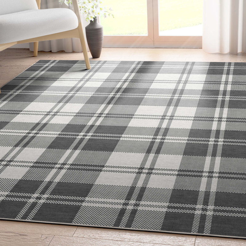 Tapis gris foncé à tissage plat Kehr, Rectangle 9 pi 10 po x 13 pi