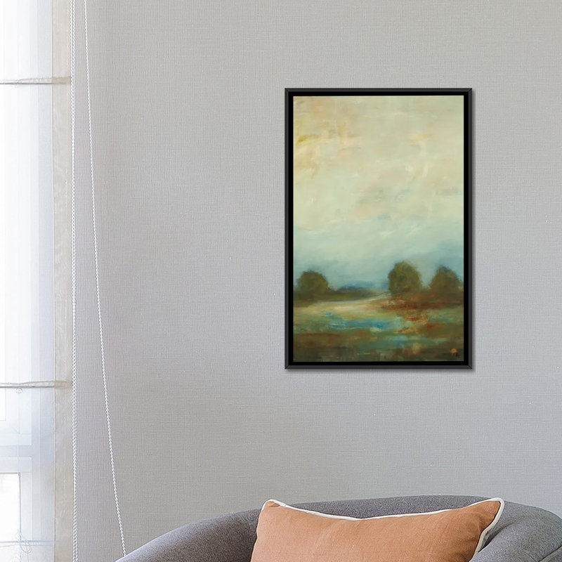 « contemporaine vista i », reproduction sur toile, H 26 po x l 18 po x P 1,5 po, Toile avec cadre flottant noir, Pas de tapis