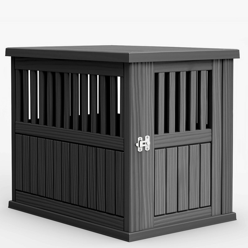 Meuble de 25,29 po H résistant aux intempéries pour chien de petite et moyenne taille (noir), Noir