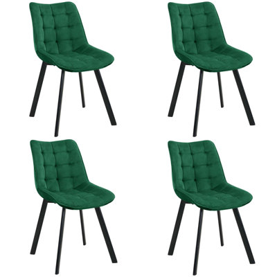 Montegut 47cm H Tufted Velvet Upholstered Upholstered Back Side Chair in Green