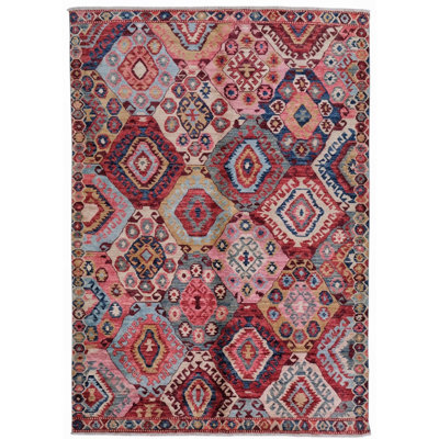 High-Quality Hand-Knotted Pink And Red Area Rug