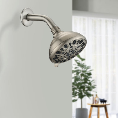 Pomme de douche haute à 6 réglages en nickel brossé - 4,72 po, débit de 1,8 gal / min, montage rapide 4,72 po avec 6 modes, configuration pratique