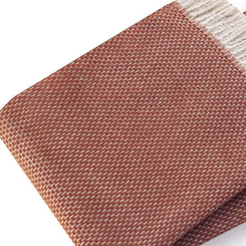 Slanted Stripe Fringed Throw Blanket, Terracotta Links