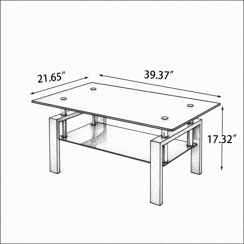 Table basse en verre trempé noir, Black