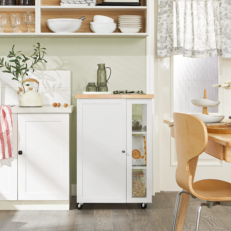 Kingon Wood Kitchen Island, White