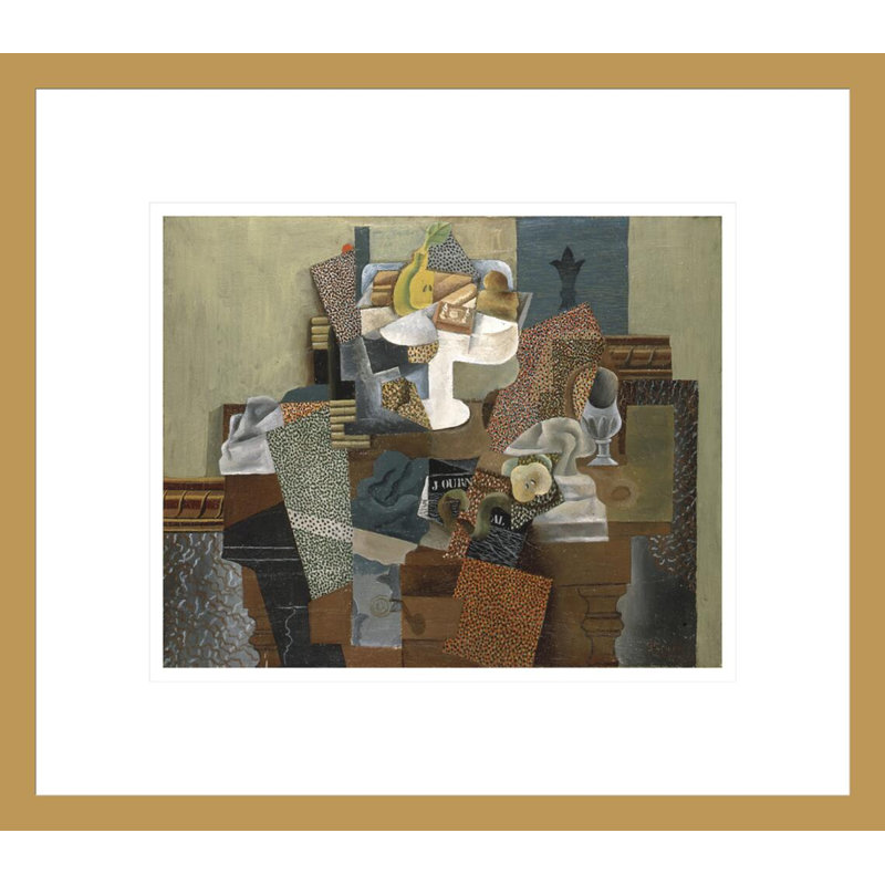 «Still Life with Compote and Glass» par Pablo Picasso, impression giclée sur cadre, H 13,75 po x l 15,65 po