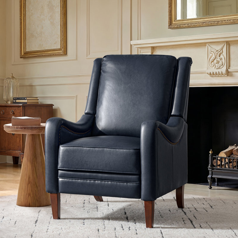 Fauteuil inclinable manuel Anselmo Ema, Similicuir bleu marine