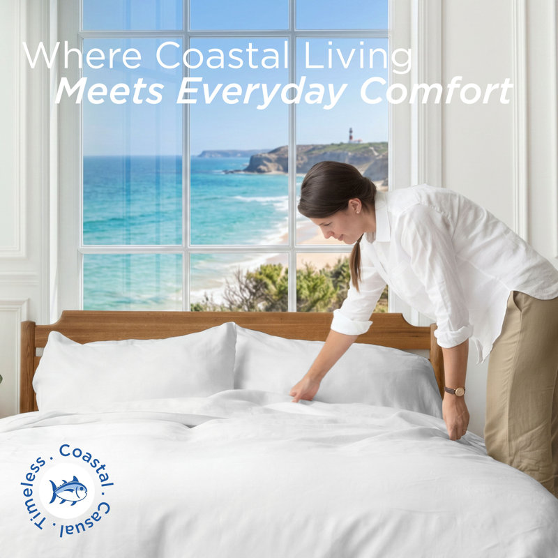 Southern Tide Cotton Twill Sheet Set, Full/Double Sheet Set with 2 Pillowcases, White