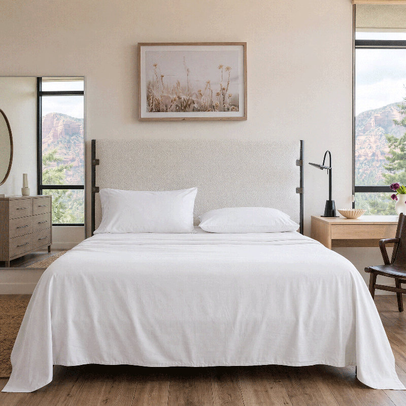 Ensemble de draps 100% coton Supima tissé 656 fils Threadmill, Bright White, Twin XL Sheet Set with 1 Pillowcase