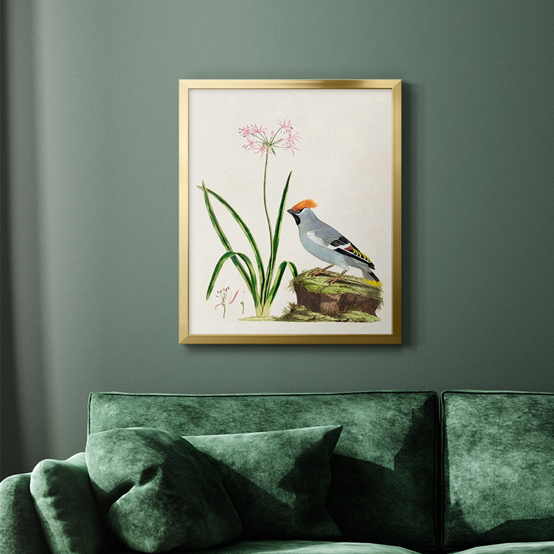 Oiseau en toile de qualité supérieure II - prêt à accrocher, Or, H 24 po x l 20 po