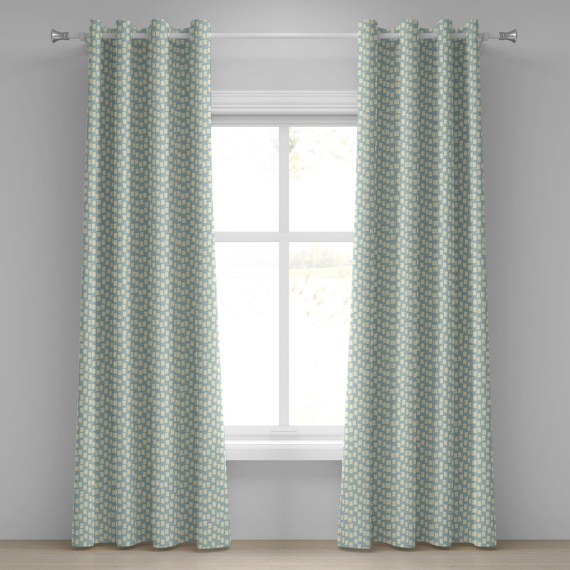 Rideau de fenêtre moderne à 2 panneaux Latitude Run®, 50 po x 108 po, bleu pâle / crème, L 50 po x L 108 po